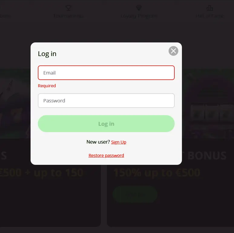 Přihlašovací formulář do účtu Slot7 Casino
